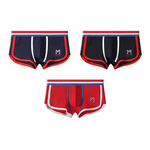 Набор из 3 мужских трусов-боксеров с резинкой в полоску