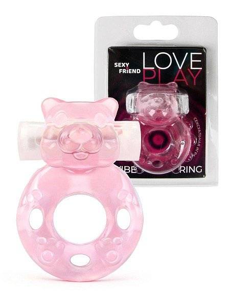 Розовое эрекционное виброкольцо в форме мишки