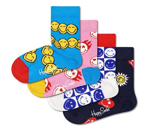 Набор из 4 пар детских носков Happy socks collaboration 4-Pack Kids Smiley Gift Set
