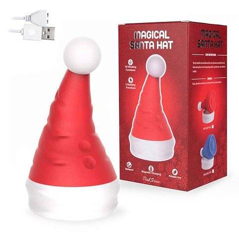 Красный вибростимулятор в форме колпака Magical Santa Hat