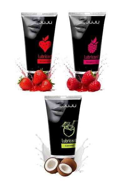 Набор из 3 съедобных лубрикантов JUJU (клубника, малина, кокос)