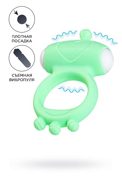 Зеленое виброкольцо на пенис Fowd со стимулятором клитора
