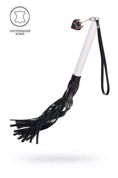 Плеть с белой рукоятью и чёрными хлыстами - 50 см.