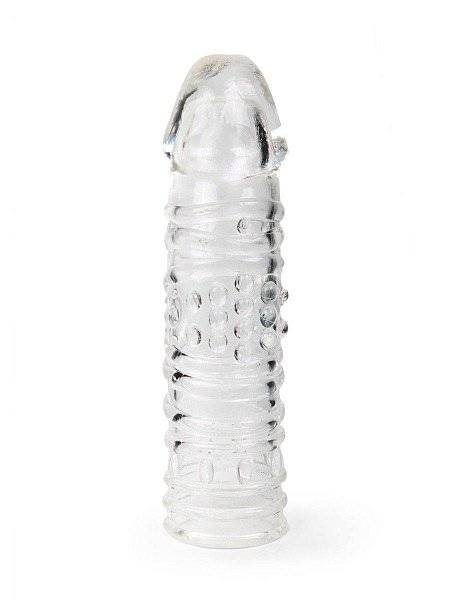 Прозрачная закрытая насадка на пенис - 17 см.