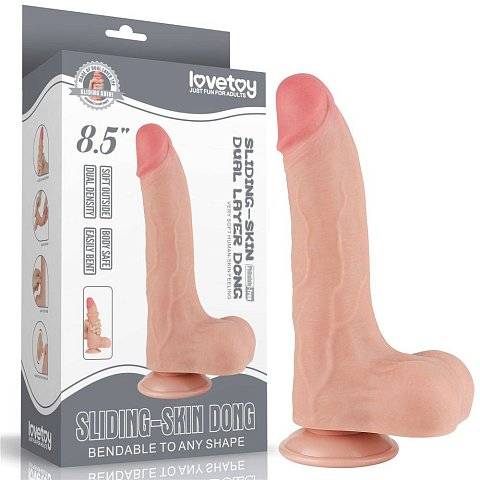 Телесный фаллоимитатор 8.5 Sliding Skin Dual Layer Dong - 22 см.