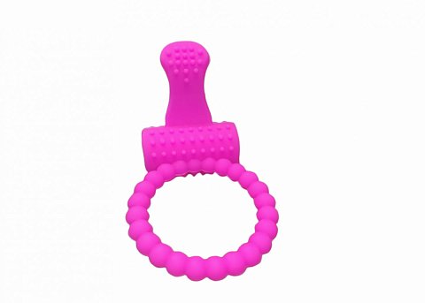 Розовое силиконовое эрекционное кольцо со стимулятором клитора и вибрацией