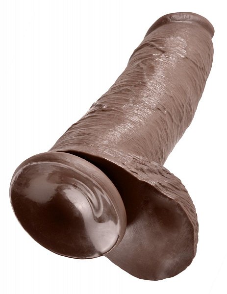 Коричневый фаллоимитатор-гигант 12 Cock with Balls - 30,5 см.