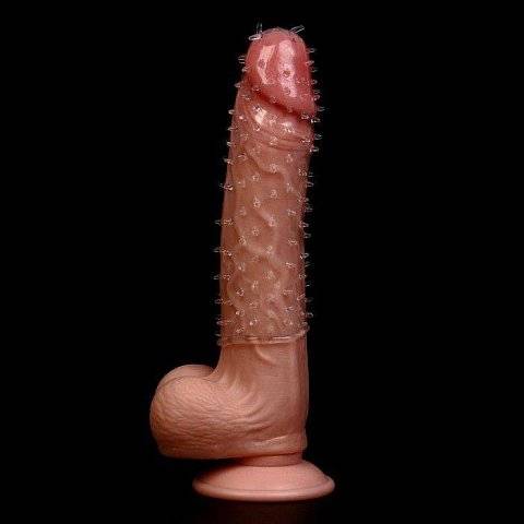 Прозрачная массажная насадка на пенис с усиками - 12,5 см.