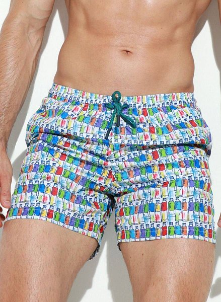 Мужские пляжные шорты с принтом в виде цветных бутылочек
