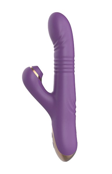 Фиолетовый вибратор-кролик с возвратно-поступательной стимуляцией