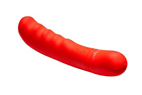 Красный вибратор Rhea для стимуляции G-точки - 18 см.