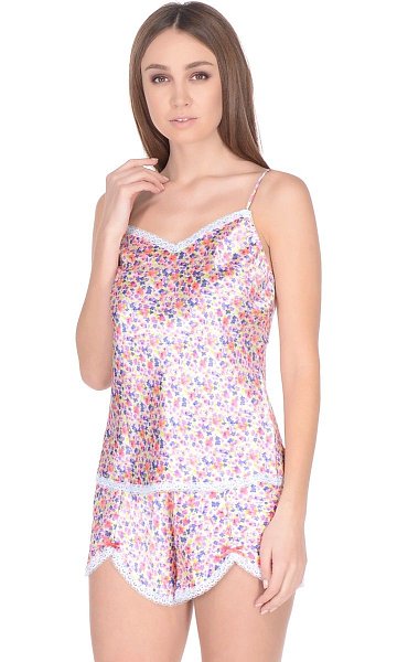 Соблазнительный пижамный комплект из искусственного шелка с цветочным принтом