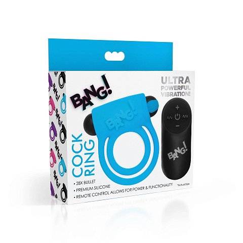 Голубое эрекционное виброкольцо 28X Remote Control Vibrating Cock Ring Bullet