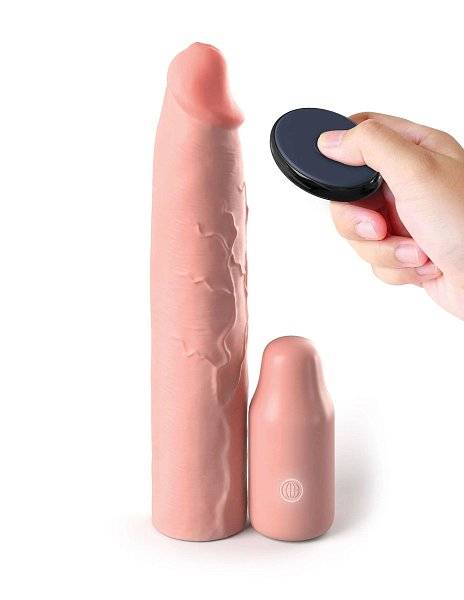 Телесная вибронасадка на член 3 Vibrating Mega X-tension with Remote - 22,9 см.
