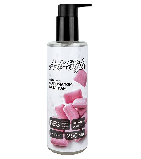 Лубрикант на водной основе Art-Style с ароматом бабл-гам - 250 мл.
