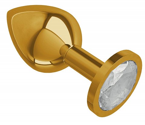 Золотистая средняя пробка с прозрачным кристаллом - 8,5 см.