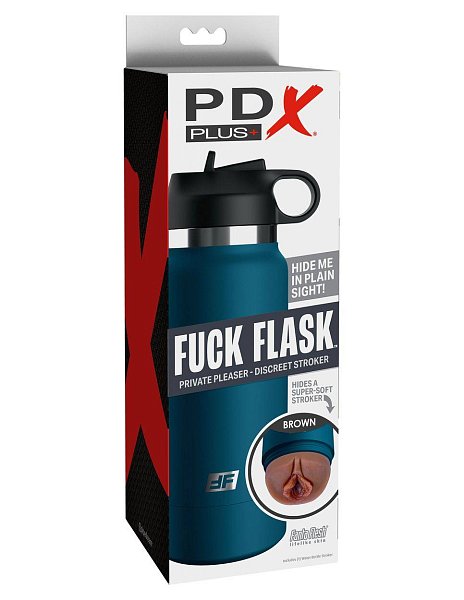 Смуглый мастурбатор-вагина в синей колбе F*ck Flask