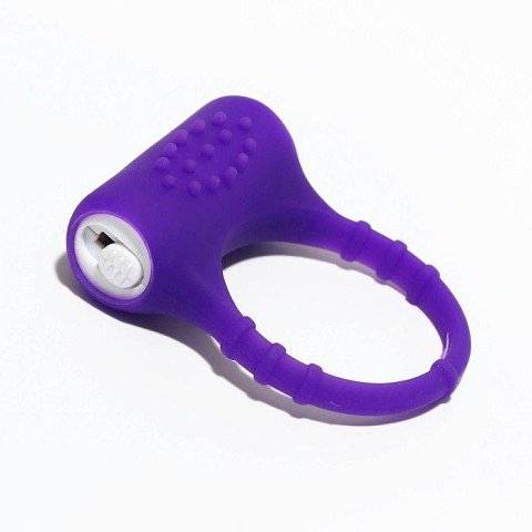 Фиолетовое эрекционное виброкольцо с пупырышками