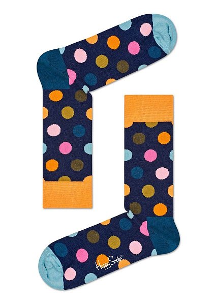 Темно-синие носки унисекс Big Dot Sock в цветной горох