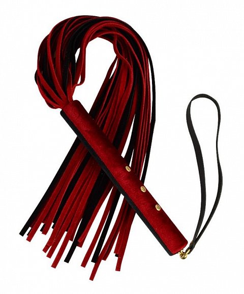 Красно-черная велюровая плеть Домино - 56 см.