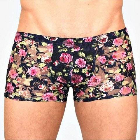 Мужские сетчатые трусы-боксеры с розами Rose Boxer