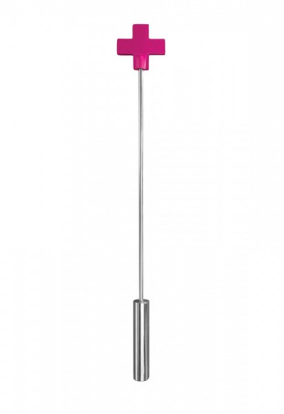 Розовая шлёпалка Leather Cross Tiped Crop с наконечником-крестом - 56 см.