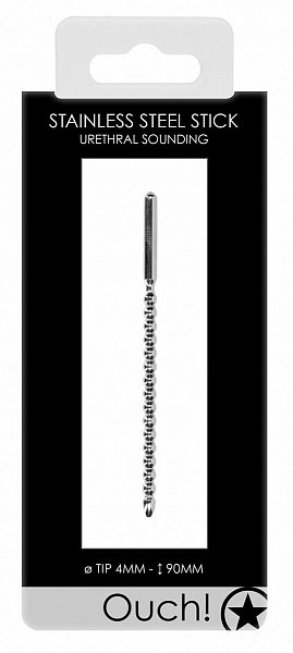 Серебристый стимулятор уретры из металла Urethral Sounding Metal Stick - 9 см.