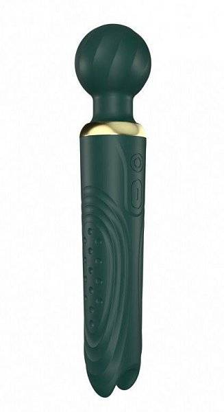 Зеленый двусторонний вибратор-wand Secwell - 22 см.