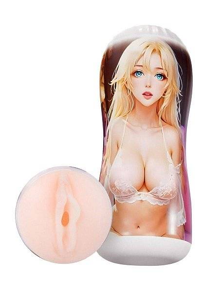 Телесный мастурбатор-вагина в колбе из пластика