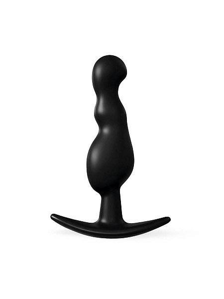 Черная фигурная анальная втулка - 8,5 см.