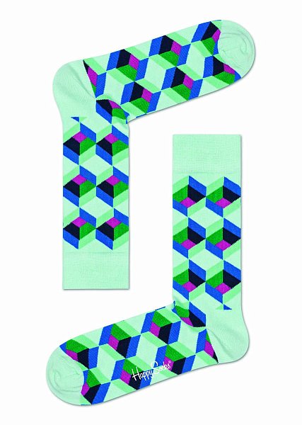 Мятные носки унисекс с цветными зигзагами Optic Square Sock