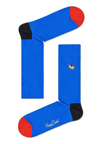 Синие носки унисекс Embroidery Hot Dog Sock