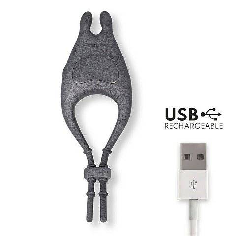 Черное эрекционное виброкольцо с управлением через приложение