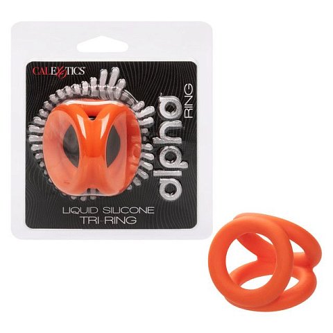 Оранжевое тройное эрекционное кольцо Liquid Silicone Tri-Ring