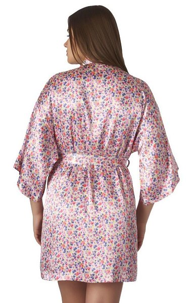 Короткий халат-кимоно с цветочным рисунком