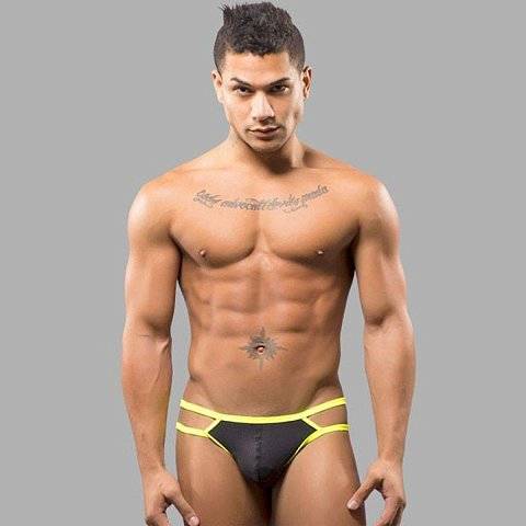 Черные мужские трусы-стринги с 2 боковыми бретелями