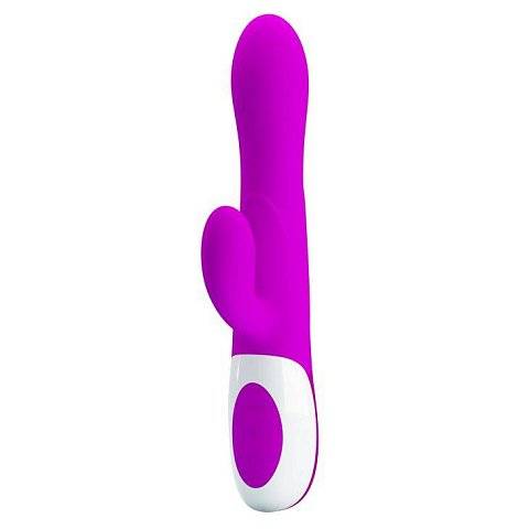 Лиловый вибратор Douglas с клиторальным отростком и функцией расширения - 24,9 см.