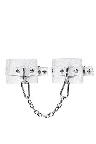Белые мягкие кожаные оковы с люверсами