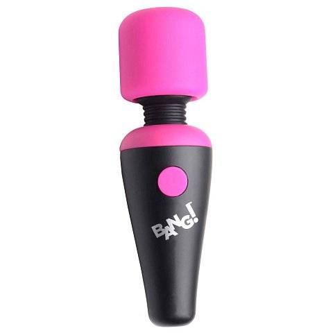 Розово-черный мини-вибромассажер 10X Vibrating Mini Silicone Wand