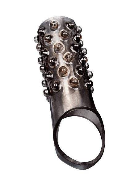 Дымчатая насадка на пенис с выпуклостями - 12 см.