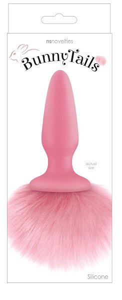 Розовая анальная пробка с коротким розовым хвостиком Bunny Tails