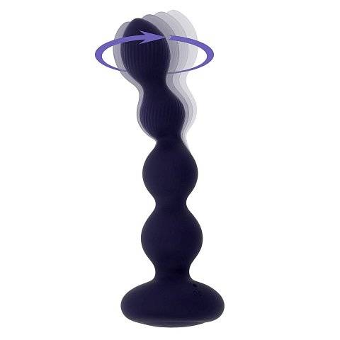 Фиолетовые анальные бусы с вибрацией и вращением Pleasure Orbit - 17,8 см.