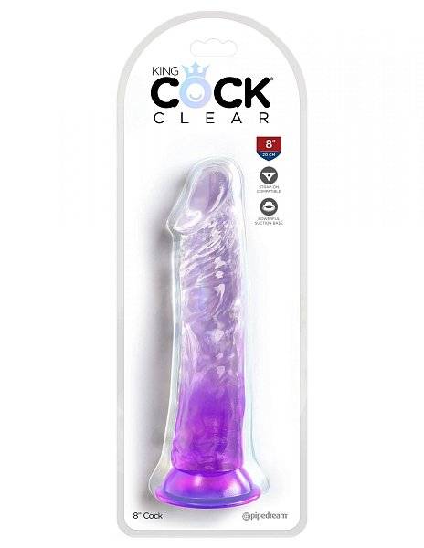 Фиолетовый фаллоимитатор на присоске 8’’ Cock - 21,8 см.