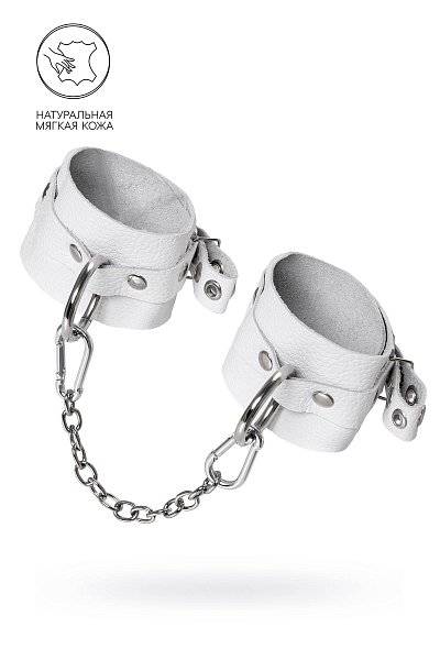 Белые мягкие кожаные оковы с люверсами