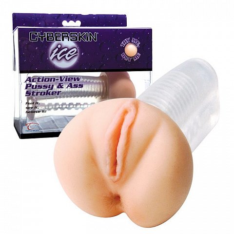 Прозрачная вагина и анус CyberSkin Ice Action-View Pussy and Ass Stroker