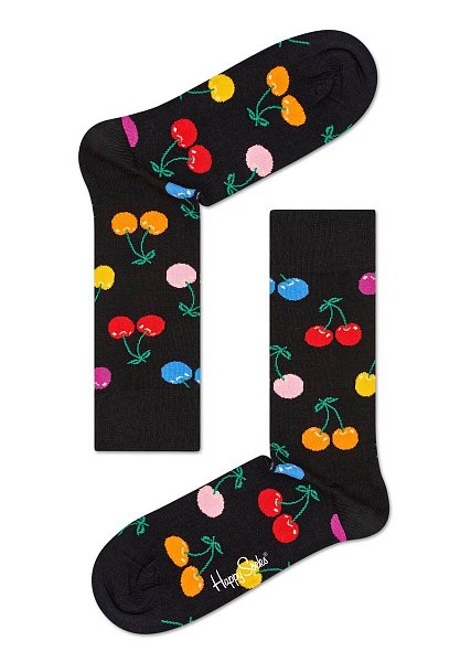 Черные носки унисекс Cherry Sock с разноцветными вишенками