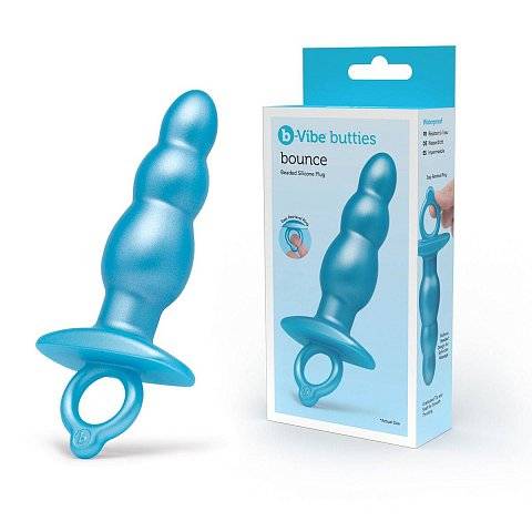Голубая анальная пробка-елочка из силикона Bounce Plug - 14,3 см.