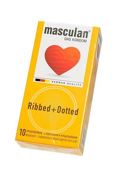 Презервативы с колечками и пупырышками Masculan Ribbed+Dotted - 10 шт.