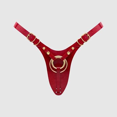 Красный пояс для фиксации насадок Strap-On-Me Leatherette Harness Fabulous