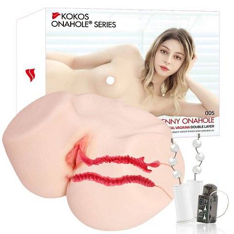 Мастурбатор-полуторс с двойным слоем материала и вибрацией Jenny Onahole Real Vagina